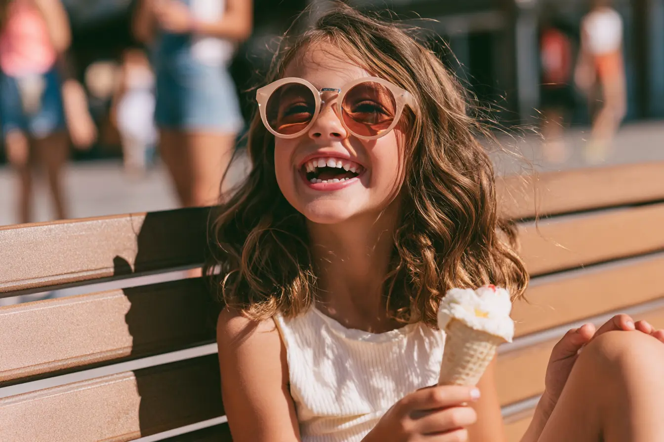Mädchen mit Sonnenbrille und Eis